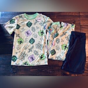 Minecraft **NEW** Kids 3PC Pajamas L